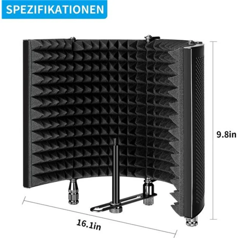 Studio Recording Microphone Isolation Shield, Pop Filter.High density absorbent